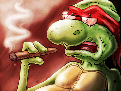 Raphael cartoon character illustration ninja painting raphael smoke texture turtle wacom