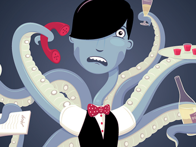 Blog Illustration character illustration octopus vector waiter