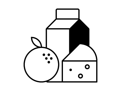 Fresh Food carton cheese design flat food fruit illustration line milk orange simple stroke ui vector