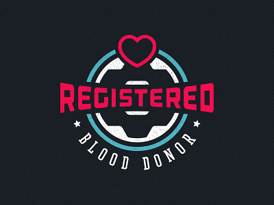 Registered Blood Donor Badge badge ball blood donor emblem football heart logo mark star texture