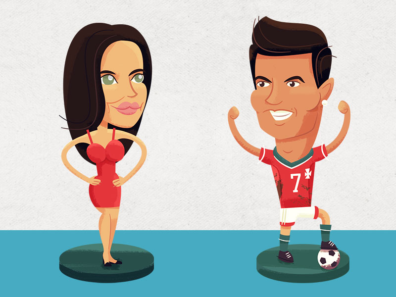 Cristiano and Irina caricature character football illustration portrait ronaldo soccer texture vector
