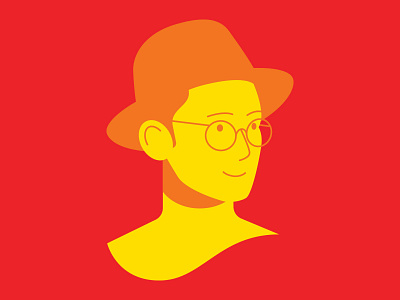 Grazing Designer character flat glasses hat illustration man persona simple vector