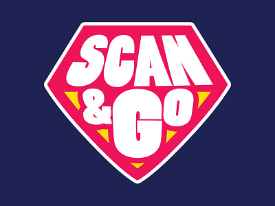 Scan & Go Logo branding design hero icon logo simple superhero superman typography vector
