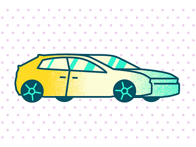 Car beautiful car cool dots fun grain icon illustration neon offset polka wheel