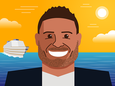 Platinum Nick avatar beard cruise lineart ocean seas sky smile suit sun