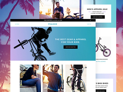 Peaked ecommerce gradients homepage landing page store volusion web design