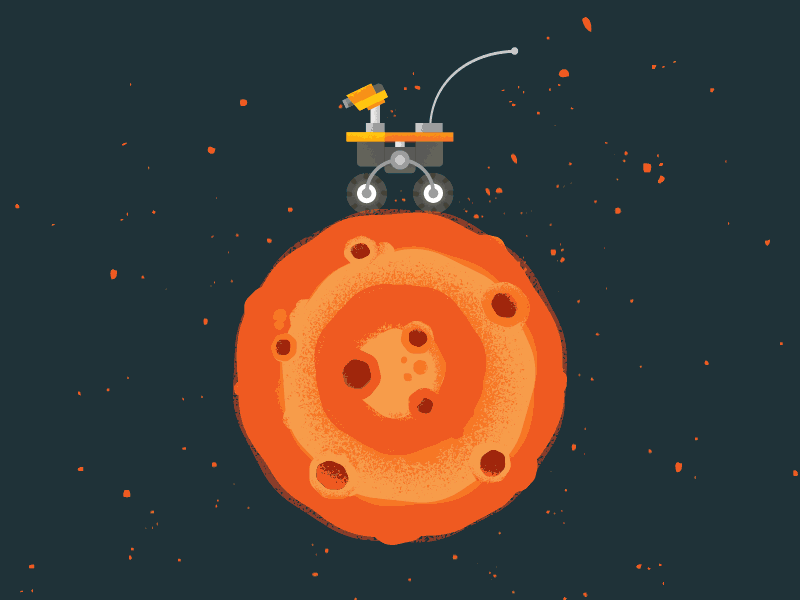 Rove & Roll animation blue gif loop motion orange orbit planet rover sci fi science star