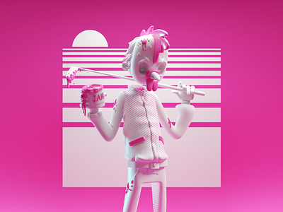 Hotline Miami Sculpt WIP b3d blender chicken fan art hotline miami illustration sculpt