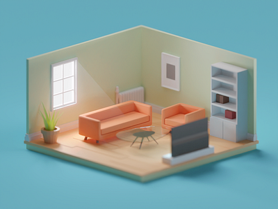 Cosy Room WIP b3d blender illustration isometric low poly render room