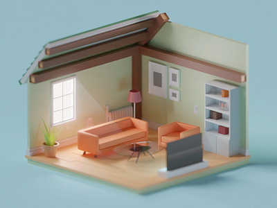 Cosy Room b3d blender cosy illustration isometric low poly render room rooms