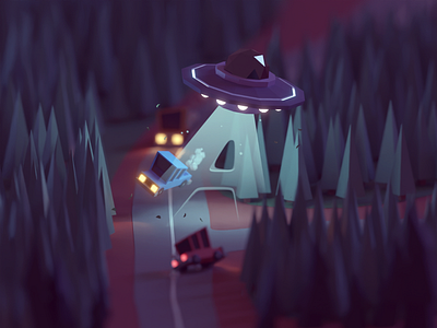 36 Days of Type 2020 A abduction b3d blender illustration isometric low poly