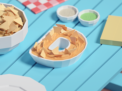 36 Days of Type 2020 D b3d blender dip food illustration isometric low poly nachos
