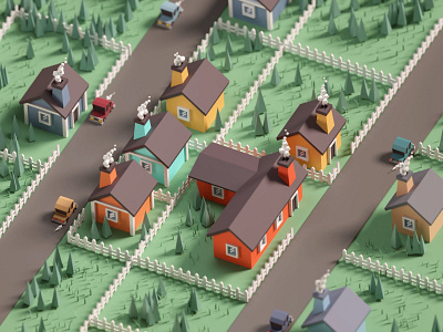36 Days of Type 2020 H b3d blender house illustration isometric low poly render streets typography
