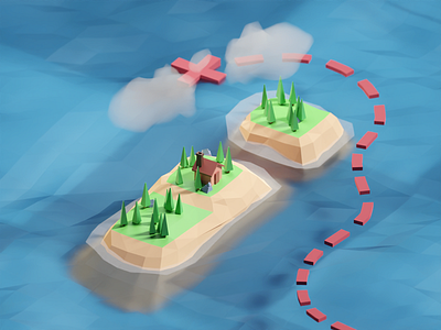 36 Days of Type 2020 I b3d blender island isometric map treasure