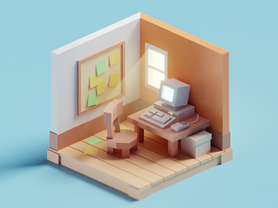 Meeting Doodles - Tiny Office b3d blender deadlines illustration isometric low poly office work
