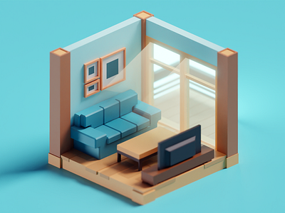 Meeting Doodles Tiny Living Room b3d blender cute illustration isometric living room low poly tiny