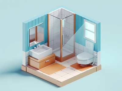Meeting Doodles - Tiny Bathroom b3d bathroom blender chunky cute illustration isometric lowpoly meeting