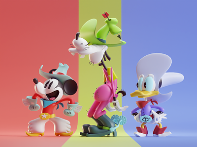 Mickey Goofy & Donald b3d blender disney disney plus donald goofy illustration mickey
