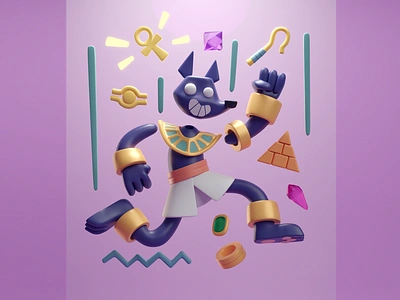 Fun Anubis ancient egyptians anubis b3d blender cute egypt illustration pharaohs render