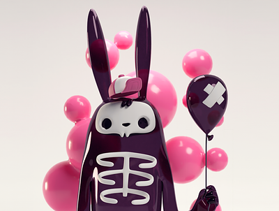 Skeleton Bunny b3d blender bunny illustration skeleton skulls skullz