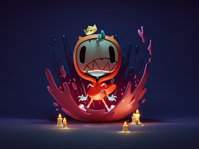 Little Possessed Dude (Dark Version) 3d b3d blender cute doodle halloween illustration lighting possessed render
