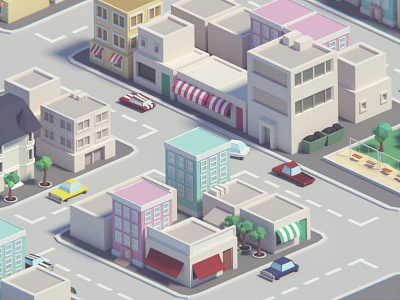Small City 3d 3d modeling blender cars city colorful isometric low poly lowpoly model small city