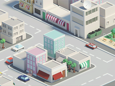 Low poly city (animation) 3d 3d modeling blender cars city colorful isometric low poly model toy