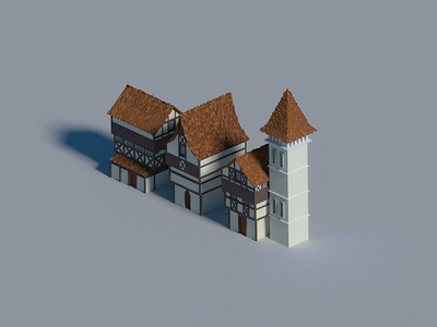Attack on titans buildings 3d attack on titans blender buildings cartoonish city isometric low poly lowpoly modeling