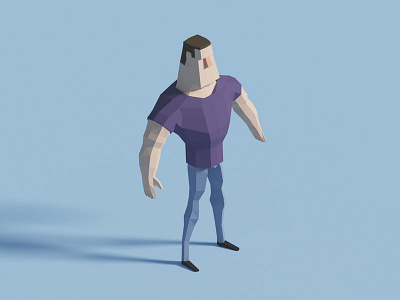 Low poly bulky character 3d 3d modeling blender bulky cartoon character isometric low poly model