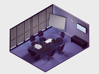 The Meeting 3d 3d modeling blender isometric low poly lowpoly meeting model office production room work