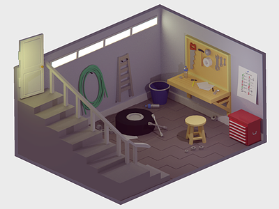 Modification 3d 3d modeling blender colorful isometric low poly lowpoly model modification production room work