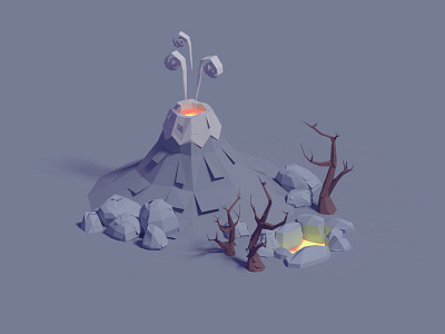 Paper volcanic assets 3d assets blender game illustration isometric low poly lowpoly volcanic