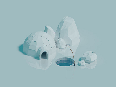 Paper-ish Igloo 3d assets blender game igloo isometric low poly lowpoly paper