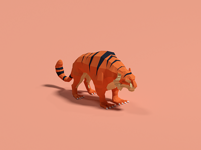 Low poly tiger 3d animal asset blender cartoonish game low poly lowpoly modeling tiger