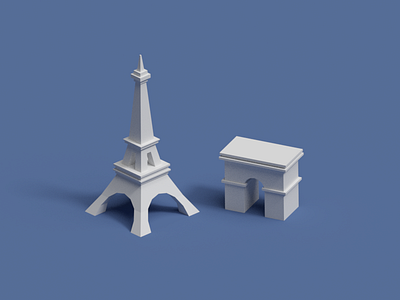 France monuments 3d 3d modeling blender buildings france isometric low poly model monuments paris toy