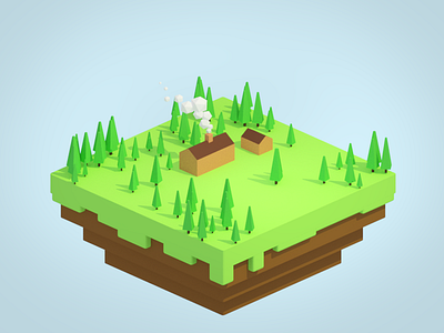 Quick practice blender colors cube floating island isometric low poly scene