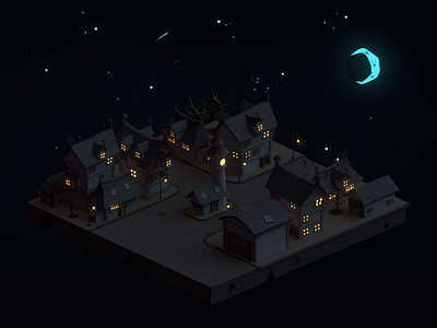 Low poly dark town