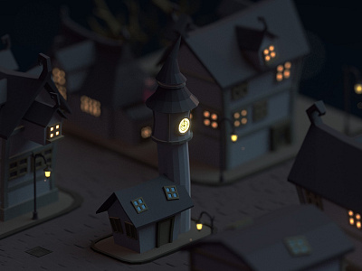 Low poly dark town