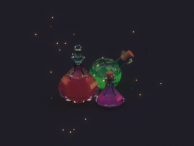 Low poly potions 3d 3d modeling assets blender dark game isometric low poly magic model potions