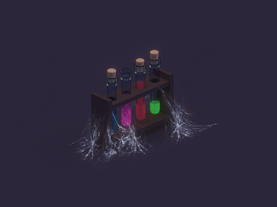 Low poly potion tubes (wip) 3d 3d modeling blender emission isometric low poly magic model potions tubes