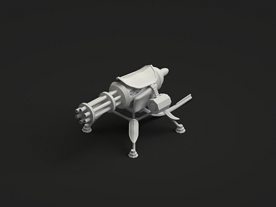 Gatling gun 3d 3d modeling blender fantasy gatling gun isometric low poly model