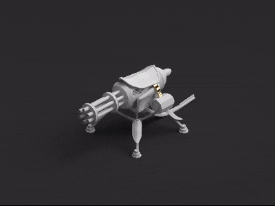 Gatling gun animation 3d 3d modeling blender fantasy gatling gun isometric low poly model