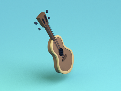 Guitar 3d 3d modeling blender cartoonish guitar isometric low poly model random