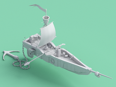 Pirate ship (WIP) 3d 3d modeling blender iso isometric low poly model