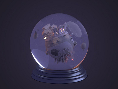 The winter inside 3d 3d modeling blender christmas globe isometric low poly model planet snow town