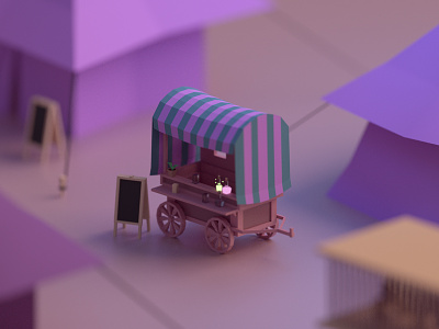 Randome renders #2 3d 3d modeling blender carnival circus festival gipsy isometric low poly model purple wagon