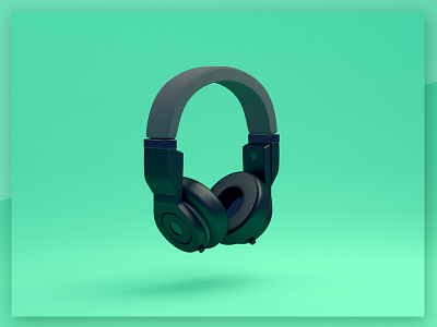 Headset 3d ad b3d blender green headset lighting model modeling studio