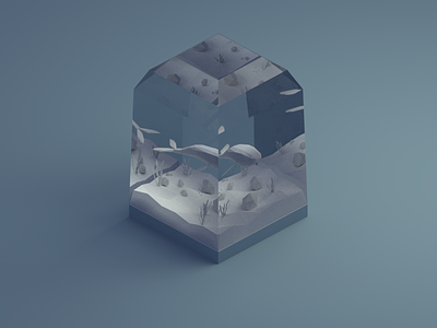 Frozen in glass (WIP) 3d 3d modeling aquatic blender fish isometric low poly model sea water whale