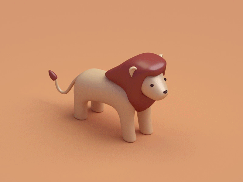 Toy-ish looking Lion animal animals b3d blender isometric lion plastic render toys