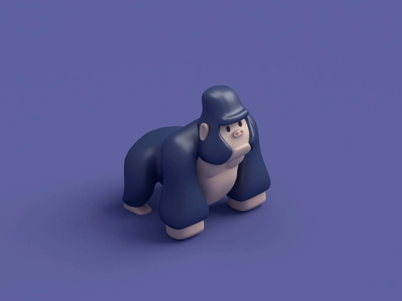 Toy-ish looking gorilla animation animals animation b3d blender gorilla isometric jump primeapes toy